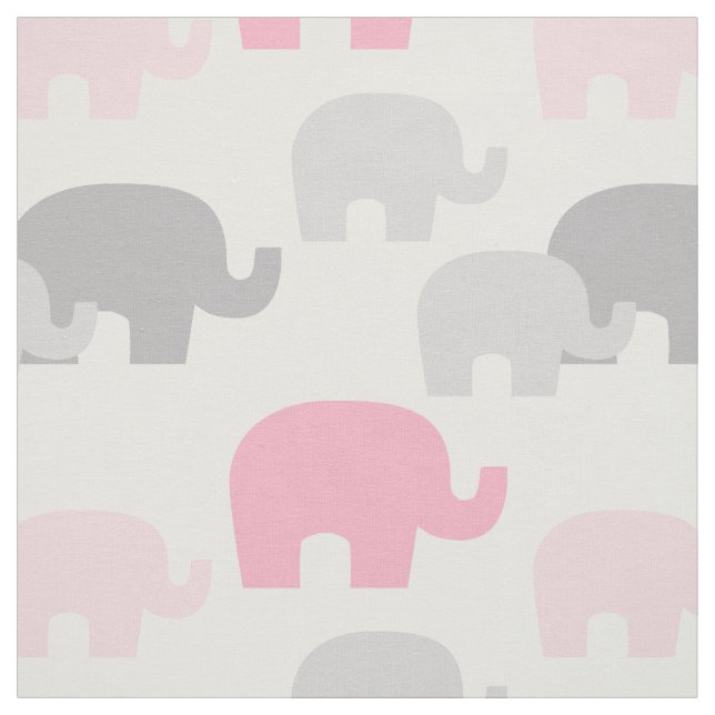 Tissu Safari Elephant rose Silhouette bébé fille (Échantillon)