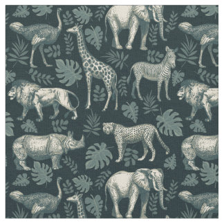 Tissu Safari vintage Animaux africains