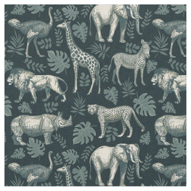 Tissu Safari vintage Animaux africains (Fermer)
