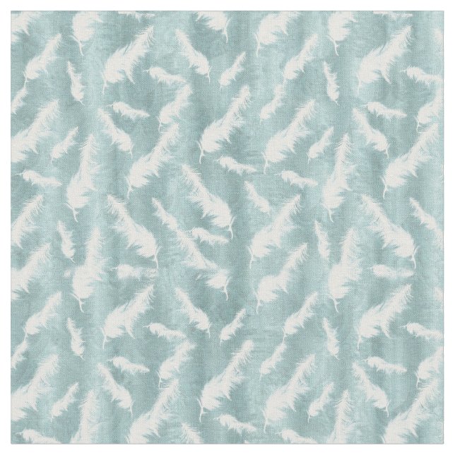 Tissu Sage Green Silk Drapes - Plumes blanches (Fermer)