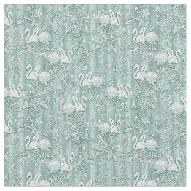 Tissu Sage Green Silk Draps - Flamants roses (Fermer)