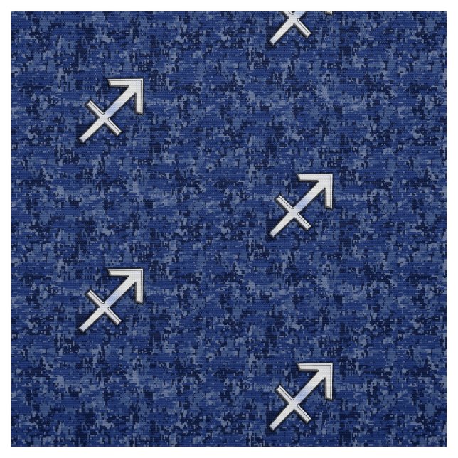 Tissu Sagittarius Zodiac Sign on Navy Camouflage numériq (Échantillon)