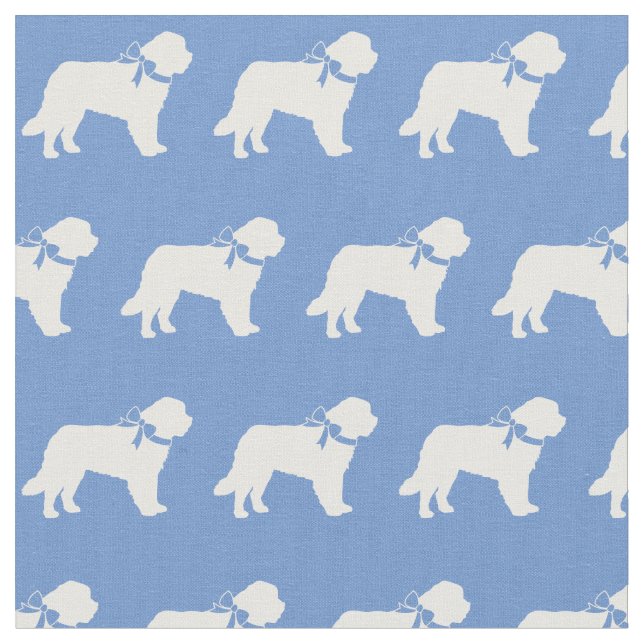 Tissu Saint Bernard Chien Silhouette Animal bleu clair (Fermer)