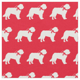 Tissu Saint Bernard Chien Silhouette Animal Rouge