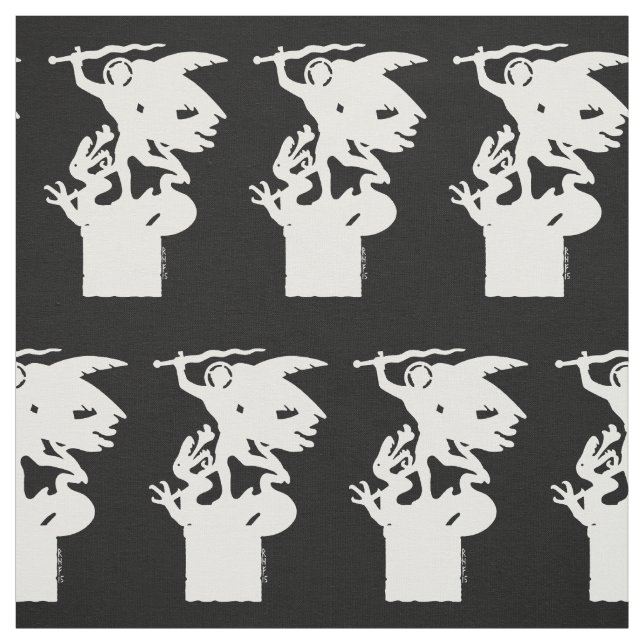 Tissu Saint Michael et Dragon (en blanc) (Échantillon)