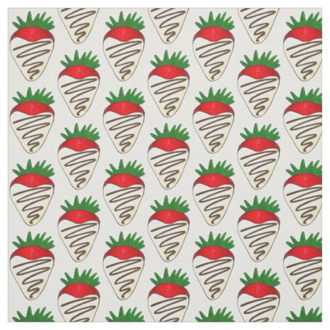 Tissu Saint-Valentin aux fraises trempées au chocolat bl (Échantillon)