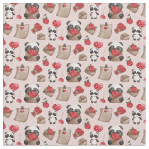 Tissu Saint Valentin Panda Bear Love Motif Fabri