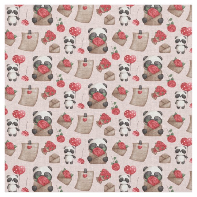 Tissu Saint Valentin Panda Bear Love Motif Fabri (Fermer)