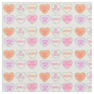 Tissu Saint Valentin Pastel Candy Coeurs de conversation