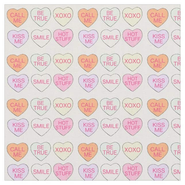Tissu Saint Valentin Pastel Candy Coeurs de conversation (Fermer)