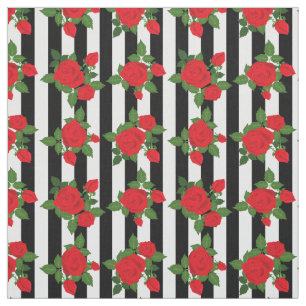 Tissu Saint-Valentin rayures verticales roses rouges rom