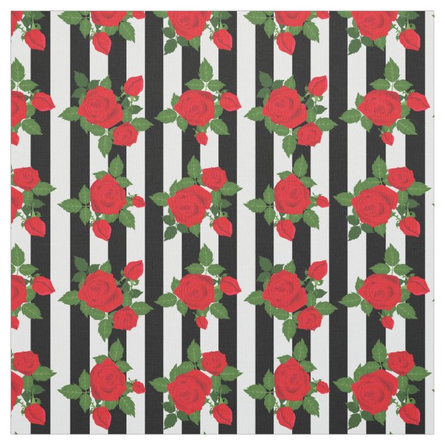 Tissu Saint-Valentin rayures verticales roses rouges rom (Échantillon)