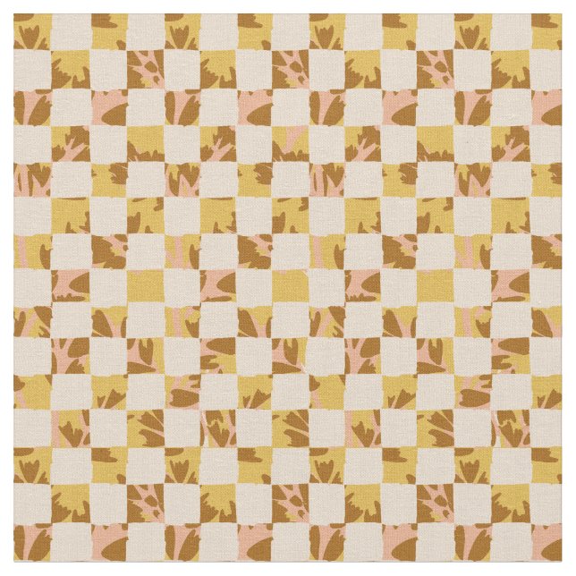 Tissu sakura check quilt - mosaïque vive rose jaune marr (Fermer)