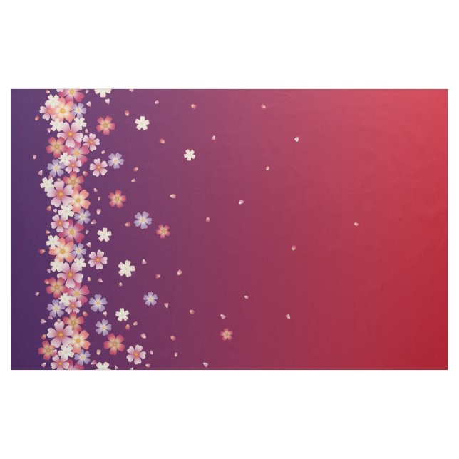Tissu Sakura Douches Dramatique violet et rouge style Ki (Yard)