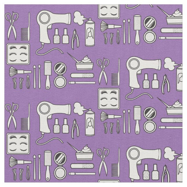 Tissu Salon de beauté Outils mignon violet blanc (Fermer)