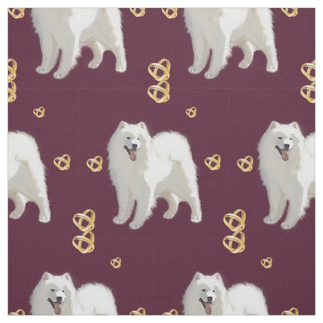 Tissu Samoyed Motif de l'anniversaire (Échantillon)