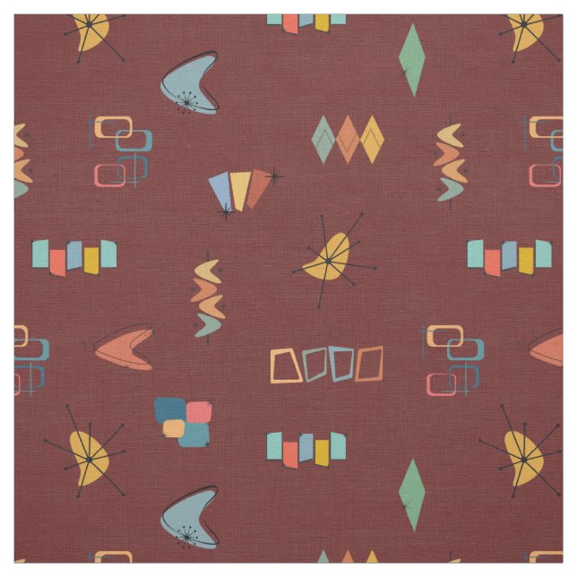 Tissu Sangria Texturée Moderne Milieu de Siècle (Échantillon)