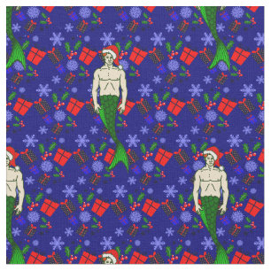 Tissu santa claus rousse merman ugly xmas mermaid cadeau