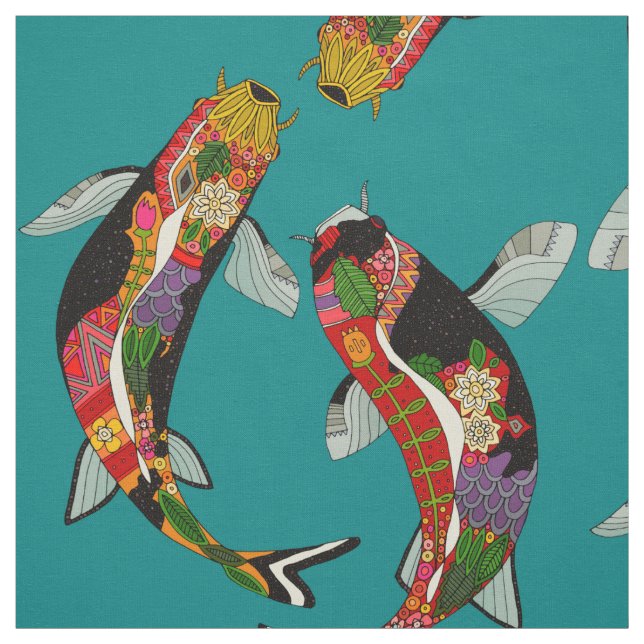 Tissu sarcelle d'hiver de koi (Échantillon)
