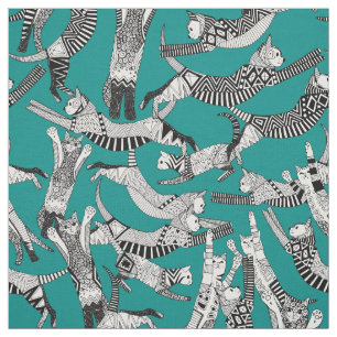 Tissu sarcelle d'hiver de partie de chat