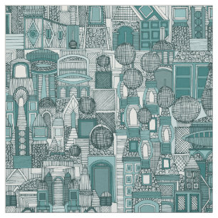 Tissu sarcelle d'hiver mono de ville de l'espace
