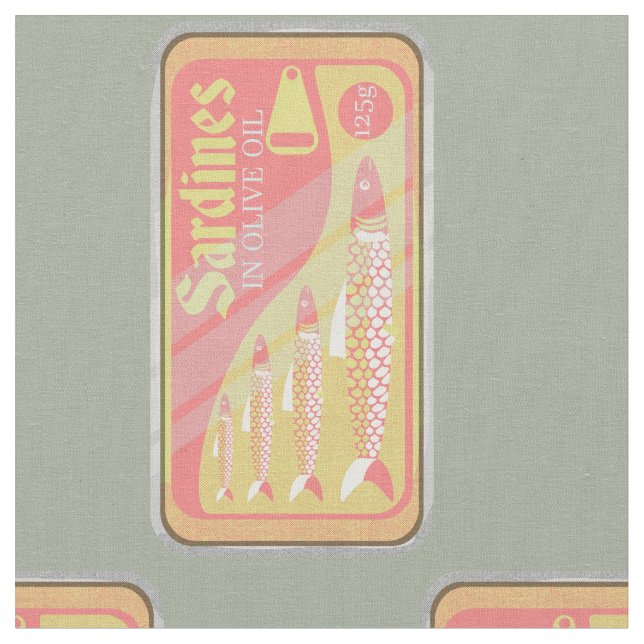 Tissu Sardines en style poster rétro (Fermer)