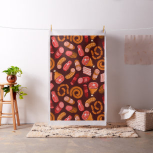 Tissu Saucisses et motif de viande