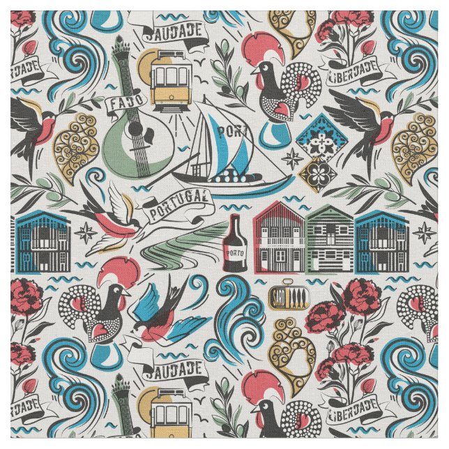 Tissu Saudade // motifs populaires du Portugal (Fermer)