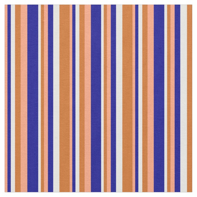 Tissu Saumon clair, Bleu foncé, Blanc & Chocolat (Fermer)