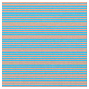 Tissu Saumon clair et Motif bleu ciel profond