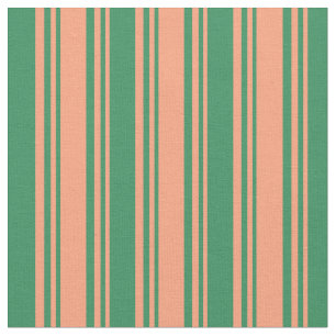 Tissu Saumon clair et Motif couleur vert mer
