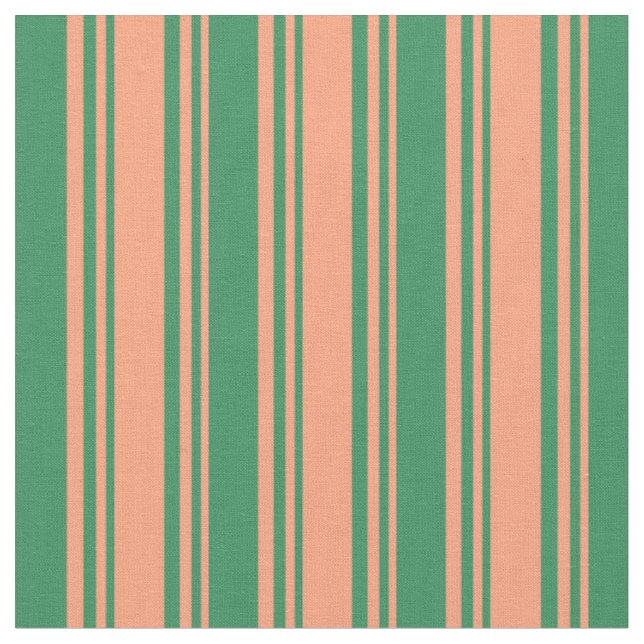 Tissu Saumon clair et Motif couleur vert mer (Fermer)