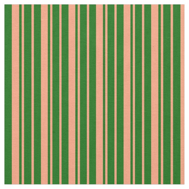 Tissu Saumon clair et Motif vert foncé des rayures (Fermer)