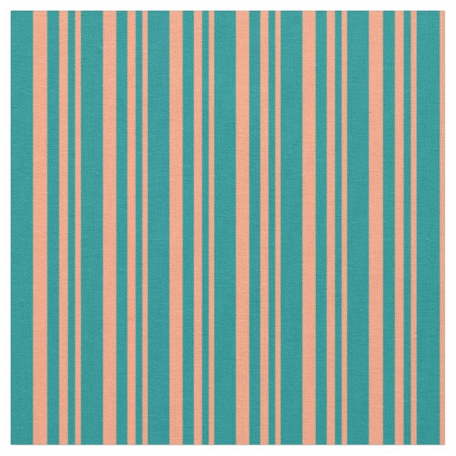Tissu Saumon clair et rayures couleur cyan foncé (Fermer)
