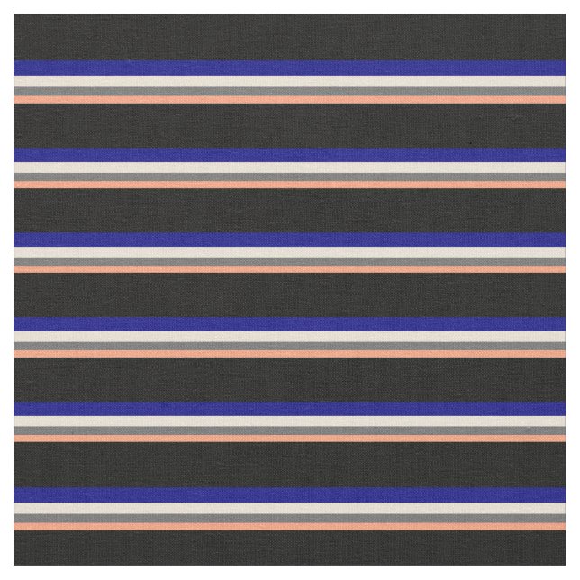Tissu Saumon clair, gris dim, bisque, bleu & noir (Fermer)