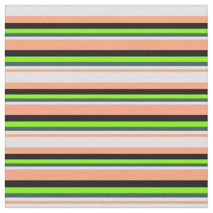 Tissu Saumon clair, Lavande, Gris Ardoise, Vert & Noir