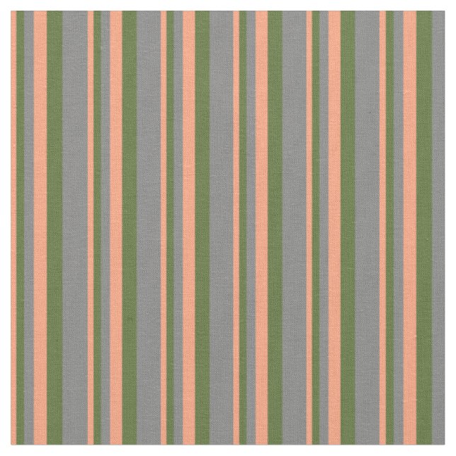 Tissu Saumon clair, vert foncé et gris (Fermer)