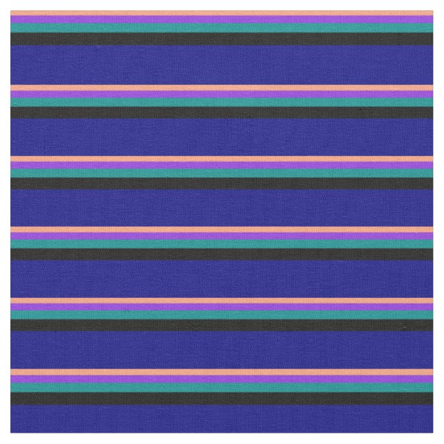 Tissu Saumon clair, violet, cyan foncé, noir et bleu (Fermer)