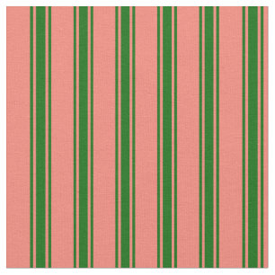 Tissu Saumon et Motif à carreaux de couleur vert foncé