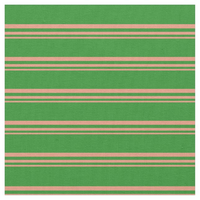 Tissu Saumon foncé et bandes vert forêt (Fermer)