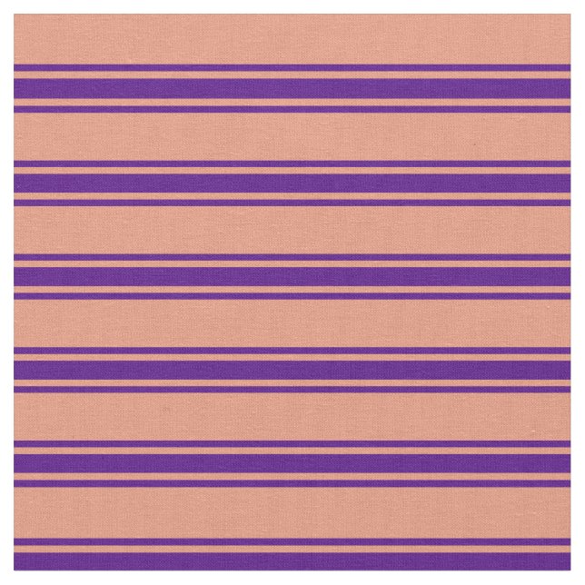 Tissu Saumon foncé et Indigo couleur Motif linéaire coul (Fermer)