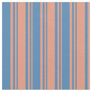 Tissu Saumon foncé et Motif à rayures de couleur bleue