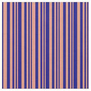 Tissu Saumon foncé et Motif de rayures de couleur bleue