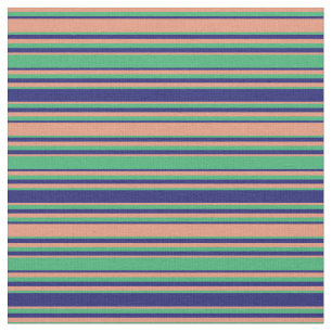 Tissu Saumon foncé, vert mer et Motif bleu nuit