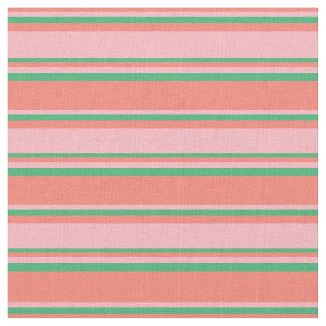 Tissu Saumon, rose clair et Motif vert mer (Fermer)