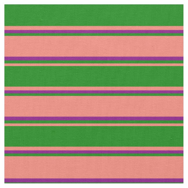 Tissu Saumon, vert et violet couleur Motif rayé (Fermer)