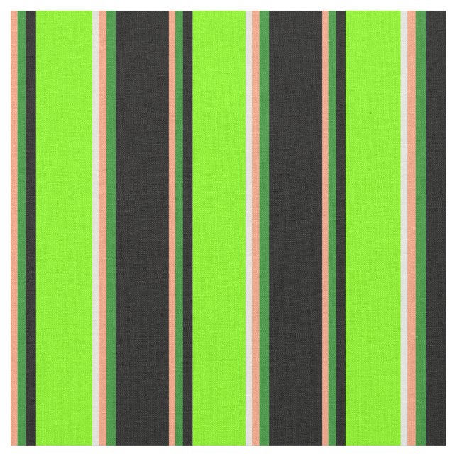 Tissu Saumon, Vert Forêt, Noir, Chartreuse & Blanc (Fermer)