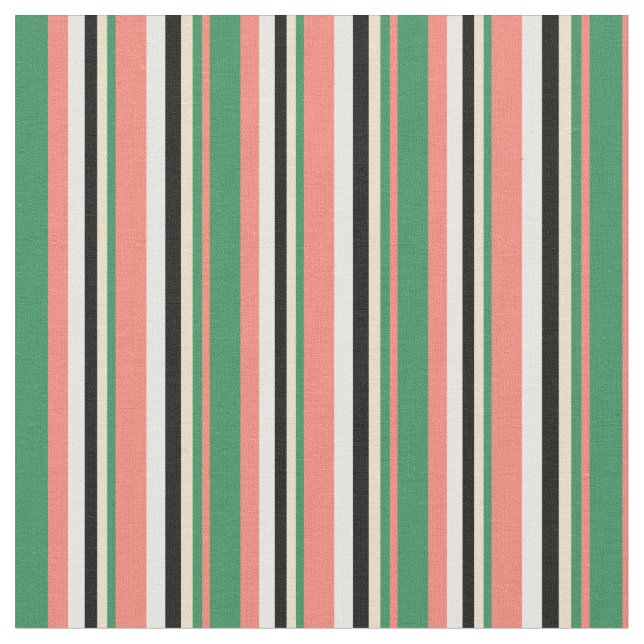 Tissu Saumon, vert mer, bronzé, noir et blanc (Fermer)