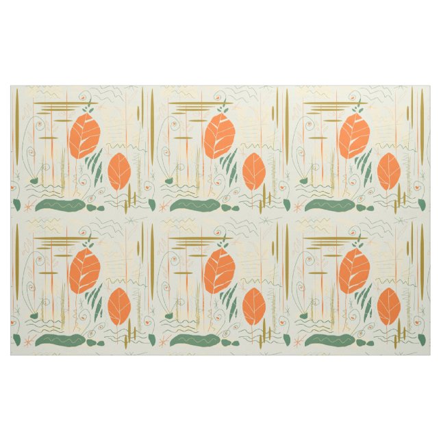 Tissu Scène florale moderne du milieu du siècle Abstrait (Yard)
