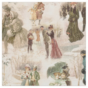 Tissu Scènes vintages d'hiver